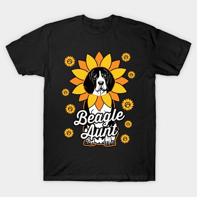 Cute Beagle Aunt Sunflower Dog Lover T-Shirt by RadStar